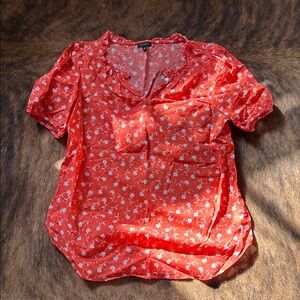 Talbots Orange Floral Blouse